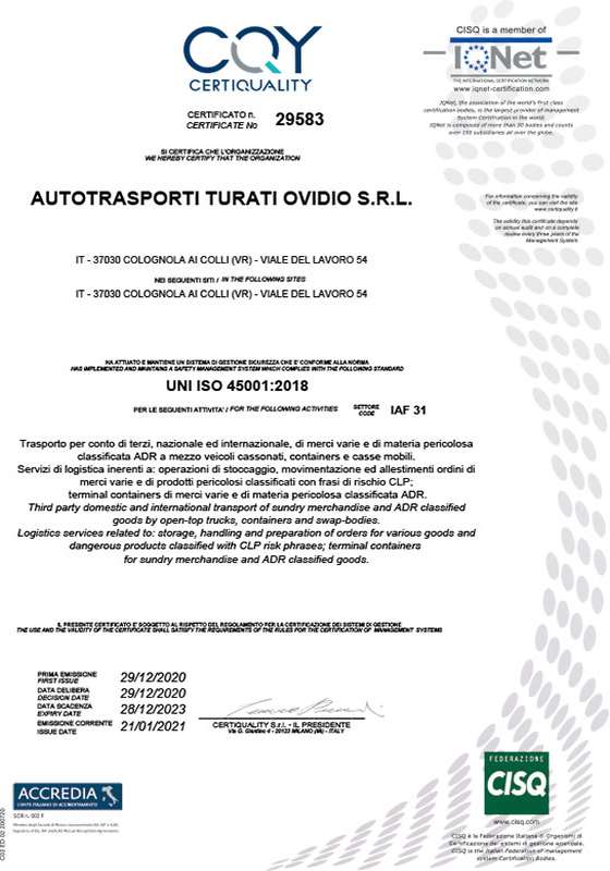 CERTIFICAZIONE-UNI-EN-ISO-45001_2018-1 AUTOTRASPORTI TURATI OVIDIO SRL Colognola ai Colli (Verona)